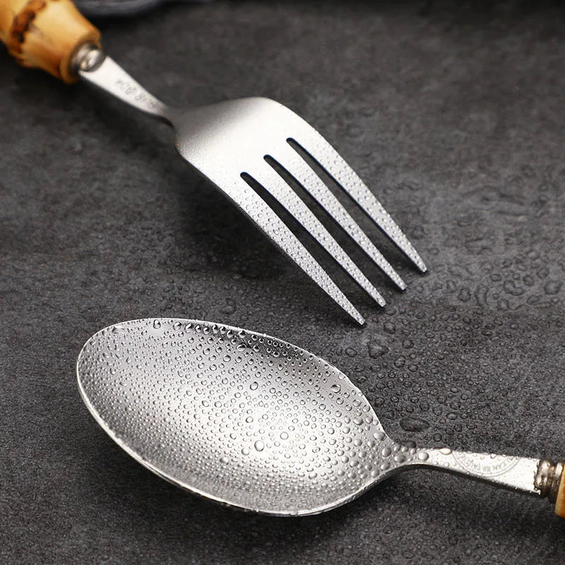 Bamboo-Handled Cutlery Set for Stylish Dining